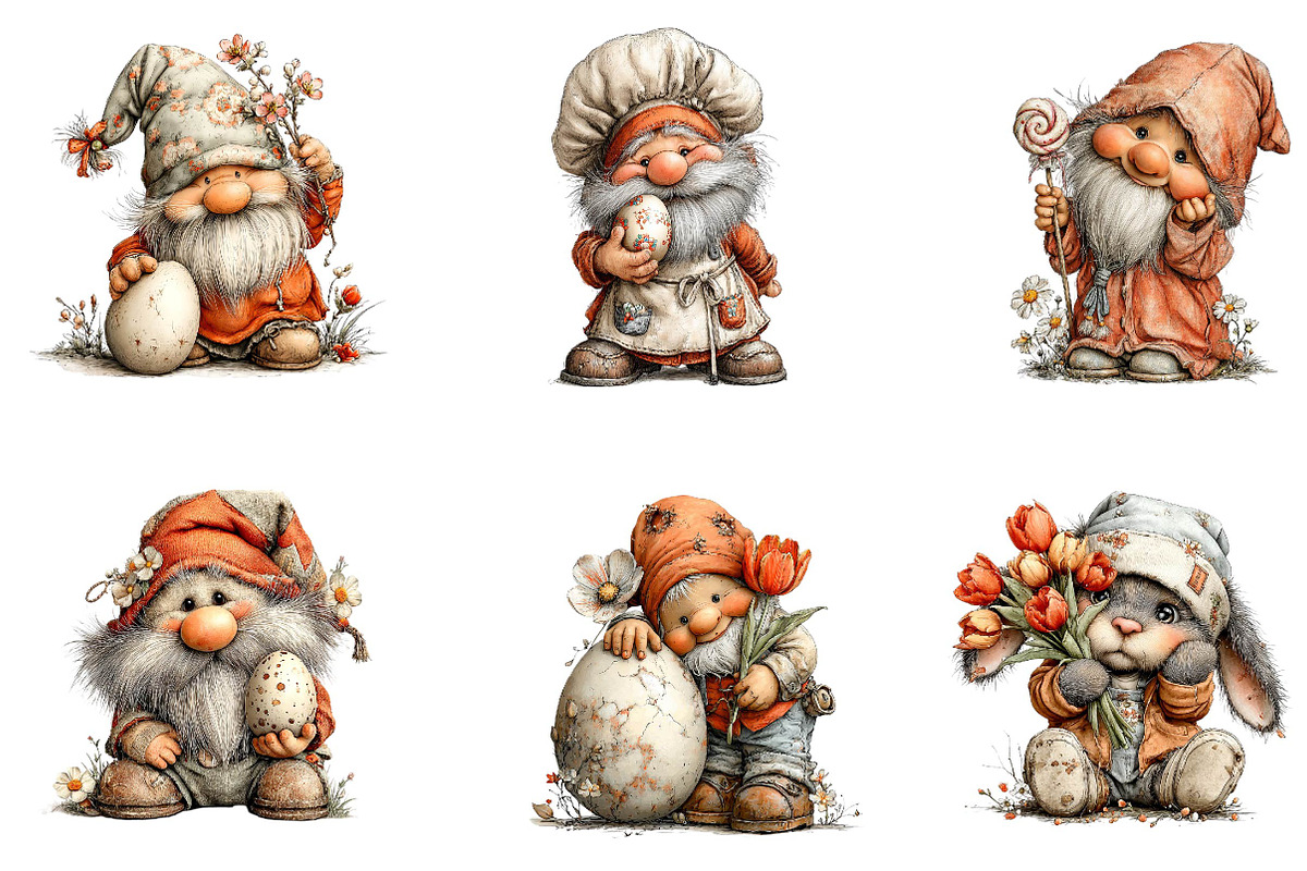 Whimsical Easter Gnome Clipart, an Illustration by CreationArt (Photo 6 of 7)