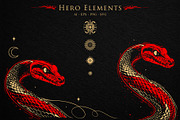 Mystic Lunar Asian Snake Vector Set, an Animal Illustration by Christine Krahl (Thumbnail 4 of 12)