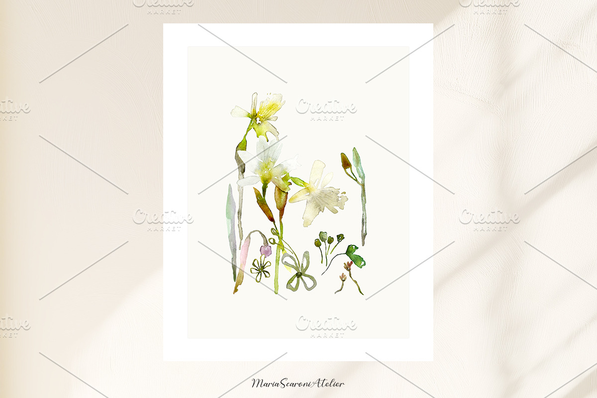 Watercolor Daffodils Floral Wall Art, a Decorative Illustration by MariaScaroniAtelier (Photo 4 of 8)