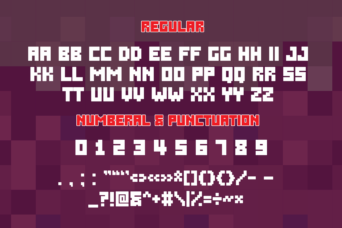 Over Pixel is Retro Pixel Font, a Sans Serif Font by Brown Cupple (Photo 7 of 8)
