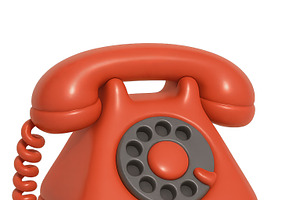 Retro red rotary telephone isolated, an Illustration by Dvoevnore photos