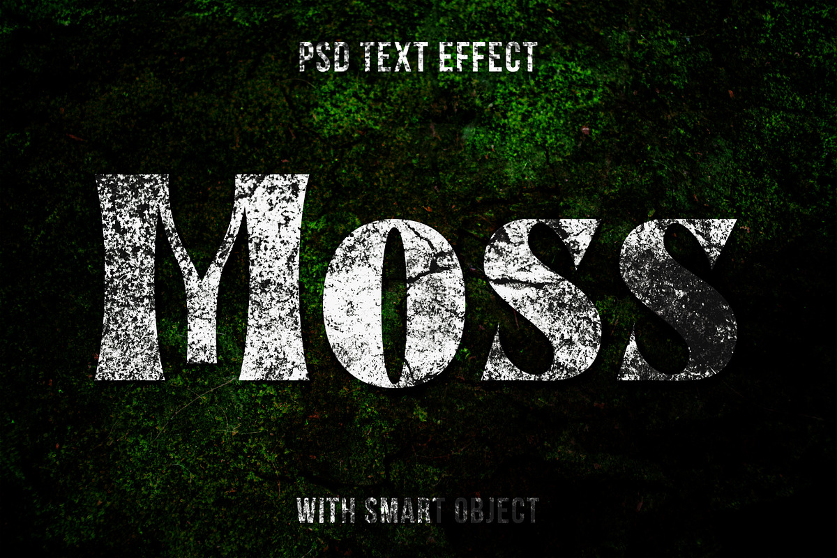 Moss texture editable text effect, a Layer Style Add-On by yokbisayok