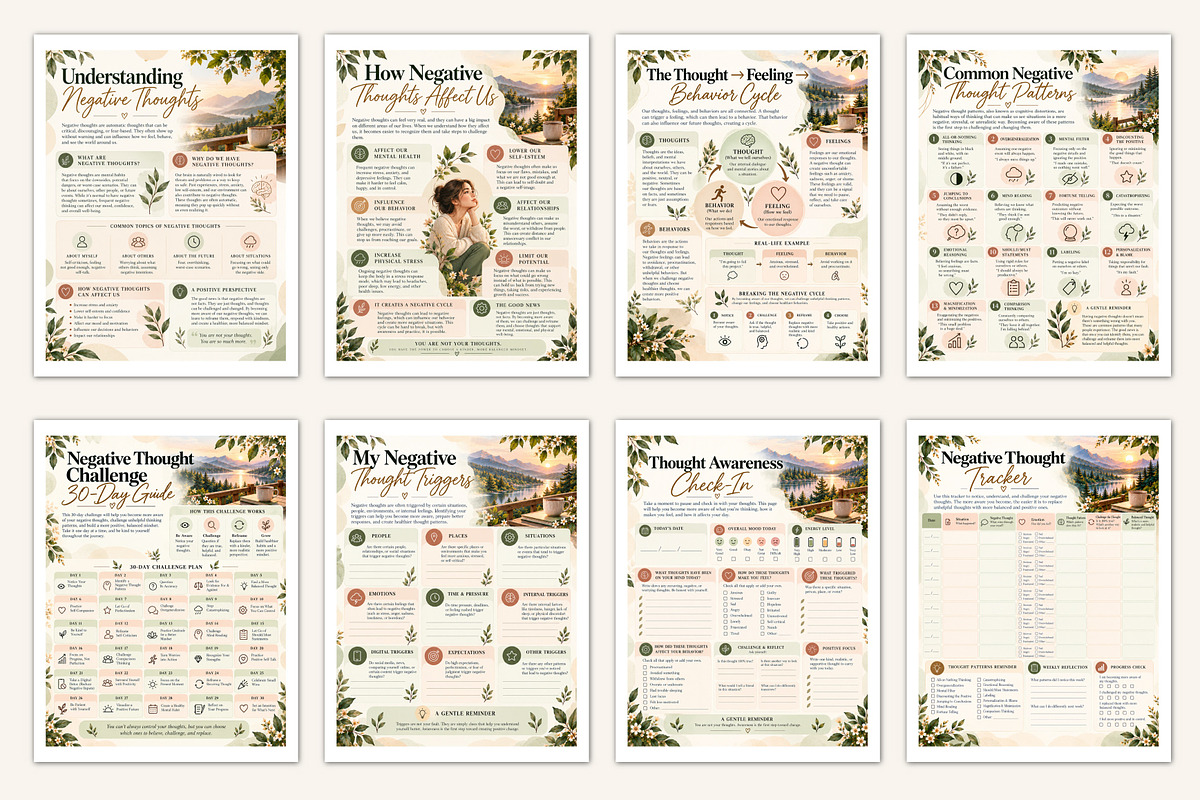 2027 Negative Thought Challenge, a Stationery Template by Designmela01