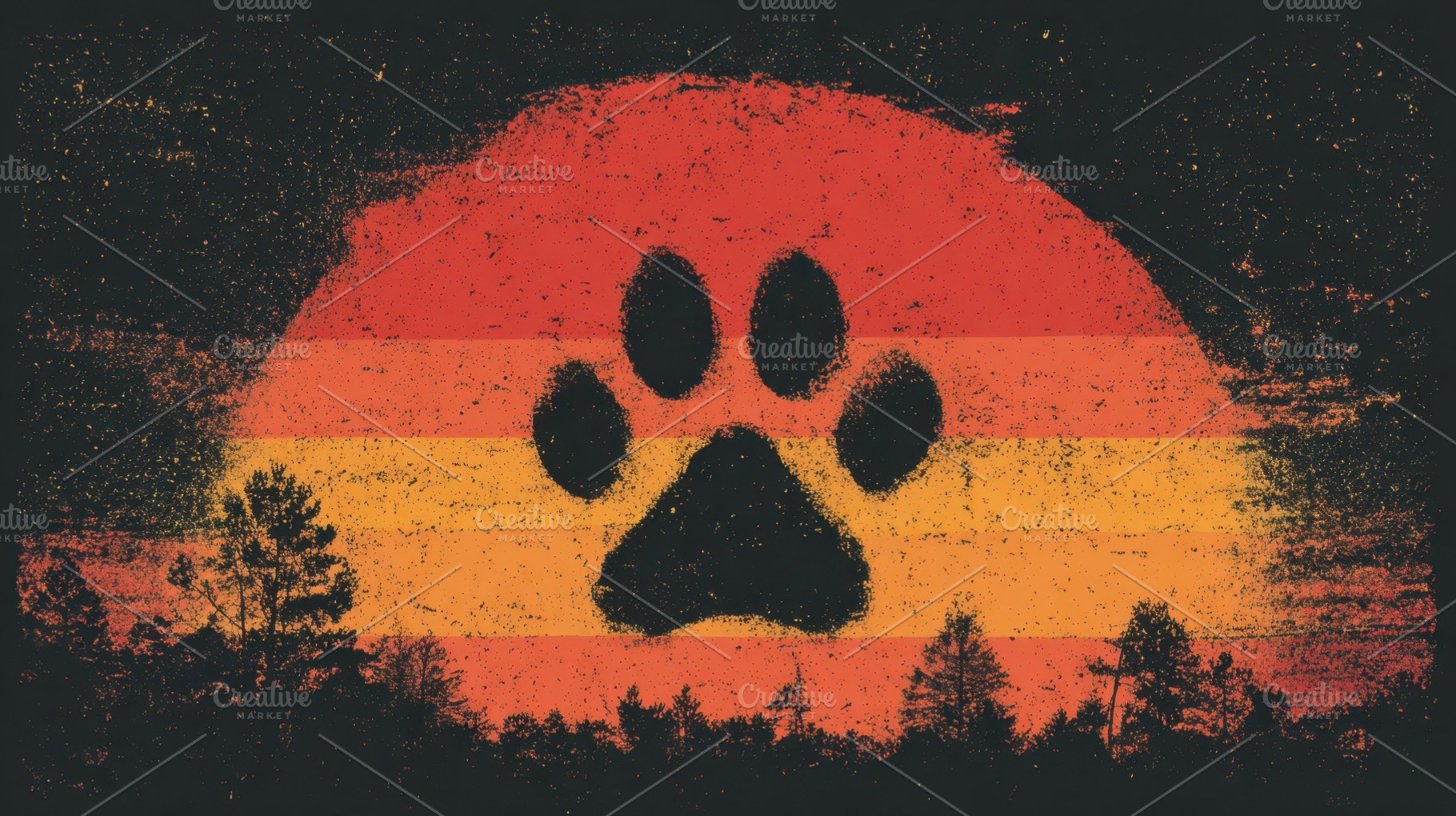 Sunset with a large paw print, a Photo by Beautiful things