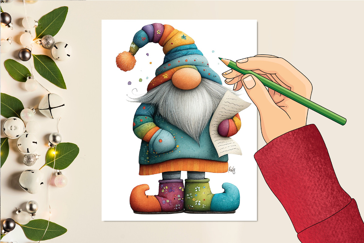 Quirky Christmas Gnome Clipart, an Illustration by DreamCafeArt (Photo 4 of 6)