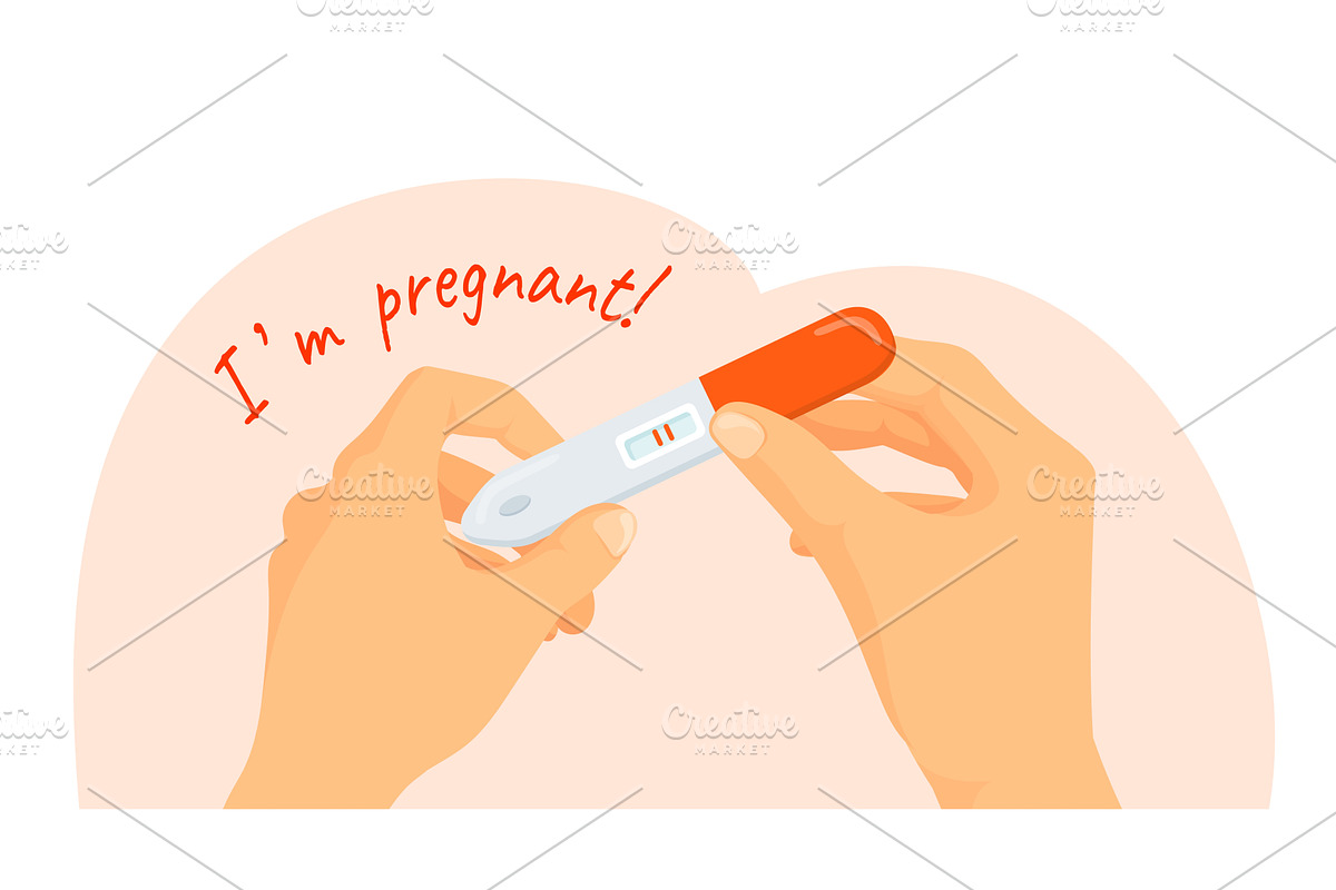 Pregnancy test in hand. Pregnant, an Object Illustration by Stock-Smart-Start
