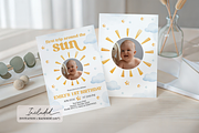 Sunshine First Birthday Photo Invite, a Templates & Theme by VeliusCreativeStudio (Thumbnail 2 of 3)