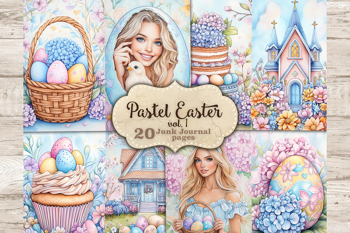 Pastel Easter Junk Journal Pages | Creative Market