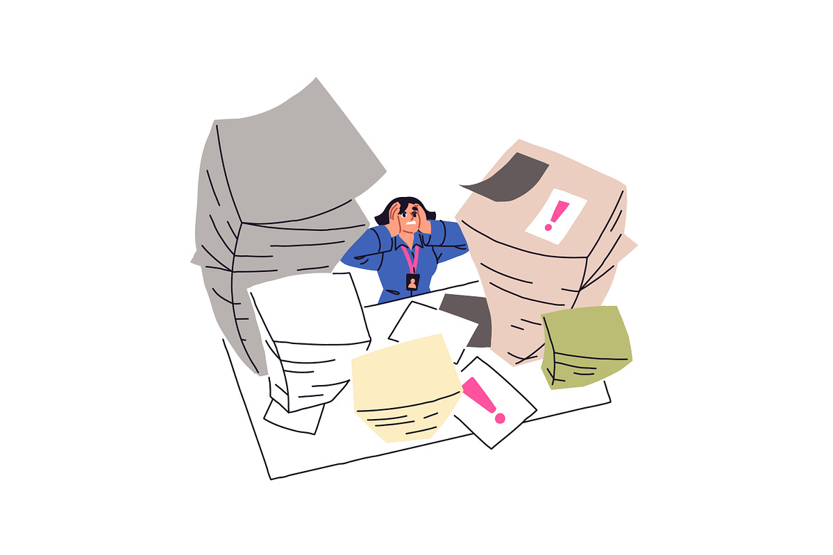 Overworking, work overload concept, a Work Illustration by PaperTrident (Photo 2 of 9)