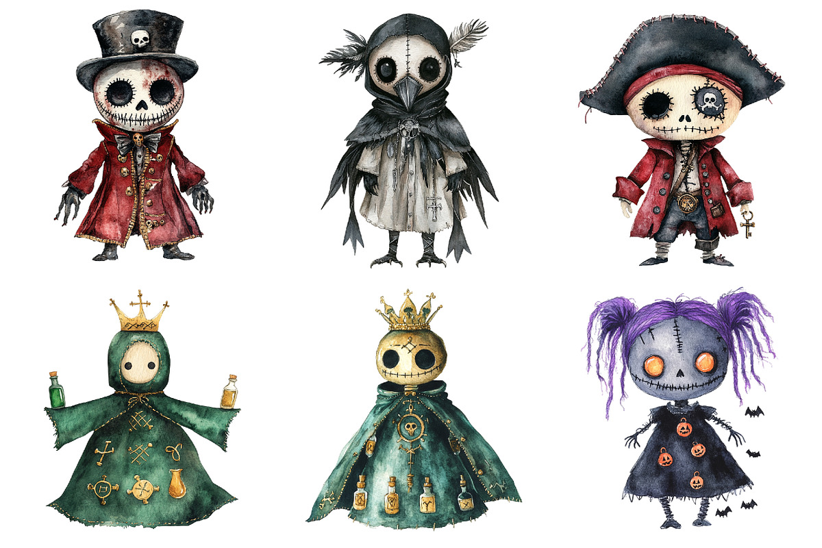 Halloween Gothic Voodoo Doll Clipart, a Seasonal Illustration by CitraGraphics (Photo 3 of 7)