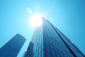 Glass Skyscraper Perspective Against, a Photo by LOGOCREATIVE