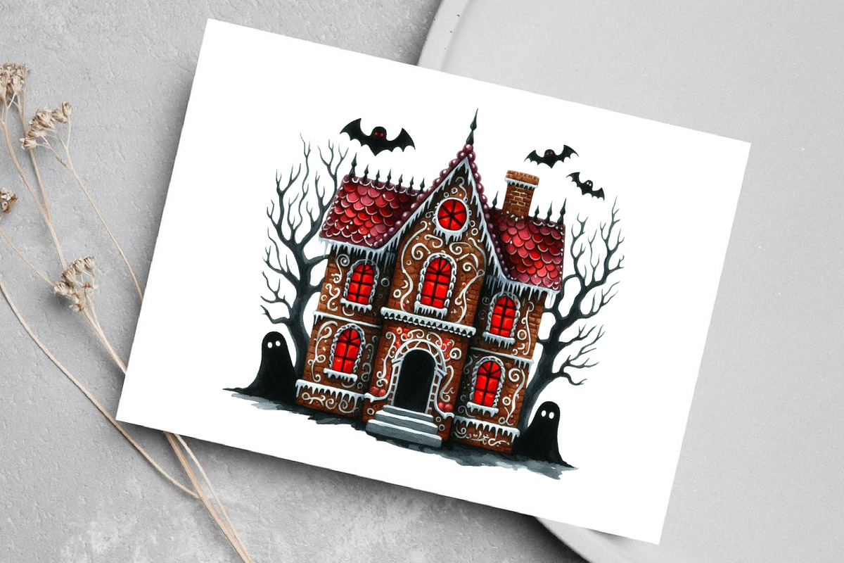 Watercolor Goth Christmas Clipart, an Illustration by Canvas Craft (Photo 7 of 8)