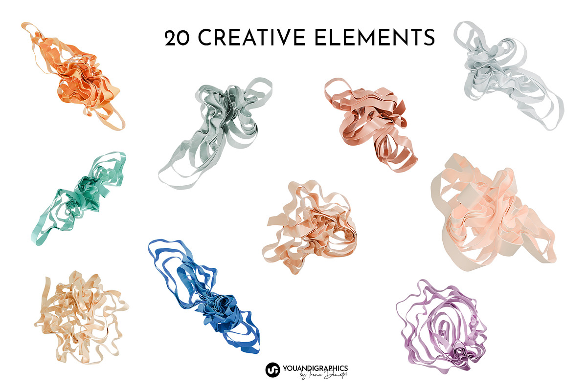 Ribbons Abstract 3D Elements, a Graphic by Youandigraphics (Photo 10 of 14)