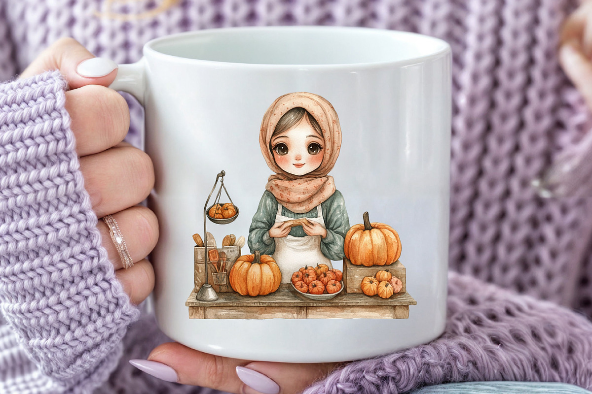 Vintage Pin Up Autumn Girl Clipart, an Illustration by Rose Art (Photo 7 of 7)