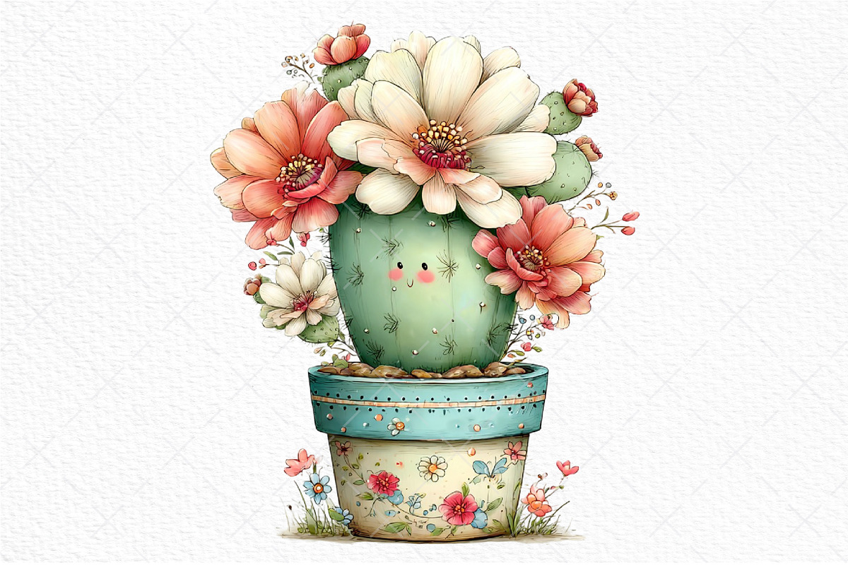Whimsical Summer Cactus Clipart, an Illustration by Craft Nest (Photo 10 of 11)