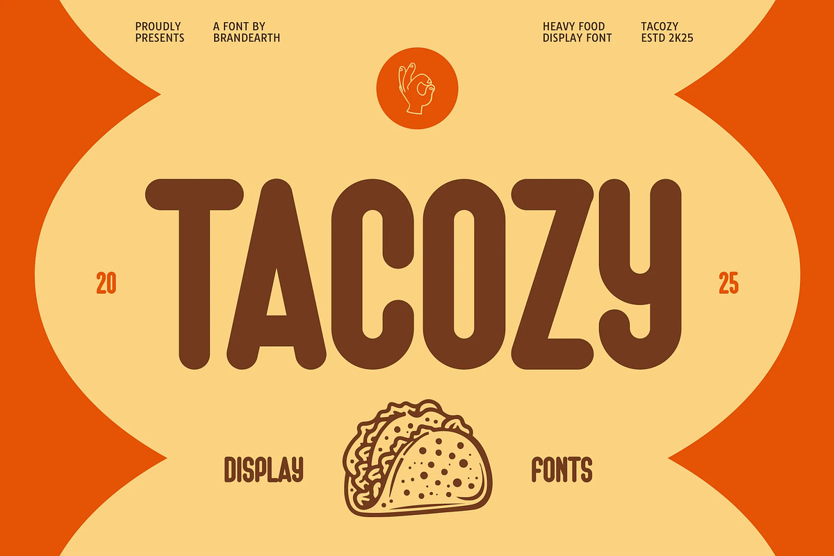 Tacozy – Playful Food Display Font, a Sans Serif Font by Brand Earth (Photo 1 of 7)