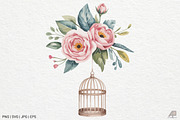 Vintage Floral Birdcage Bundle, an Illustration by Actual Pixel (Thumbnail 7 of 12)