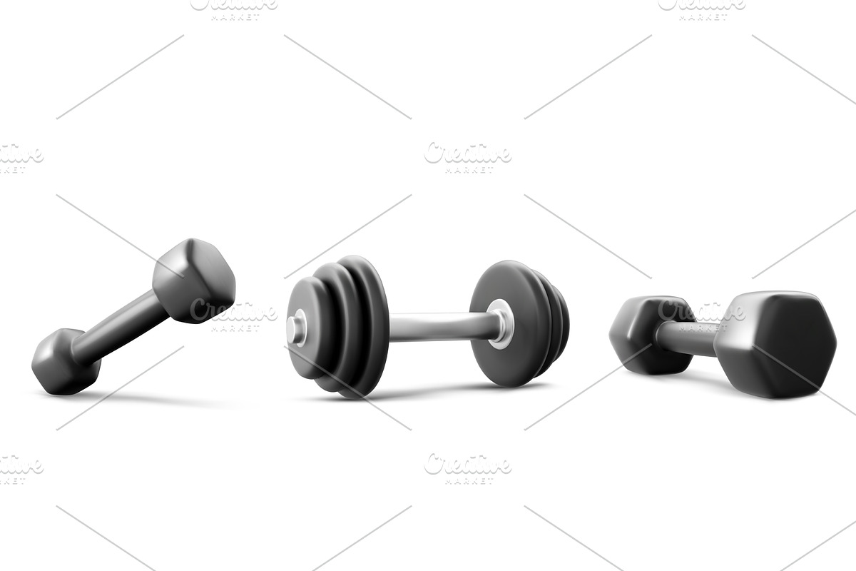 Black gym weights and dumbbells set, a Sport Illustration by art PVP - market