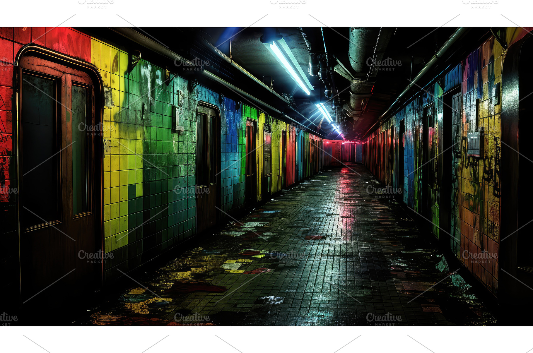 underground subway hallway ai, a Transportation Photo by pikepicture