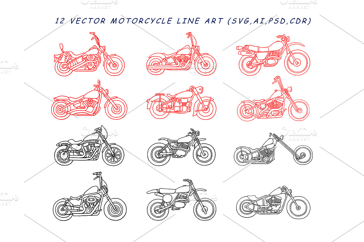 Harley-Chopper-Trucker  line Art, an Object Illustration by Ben studio (Photo 2 of 3)