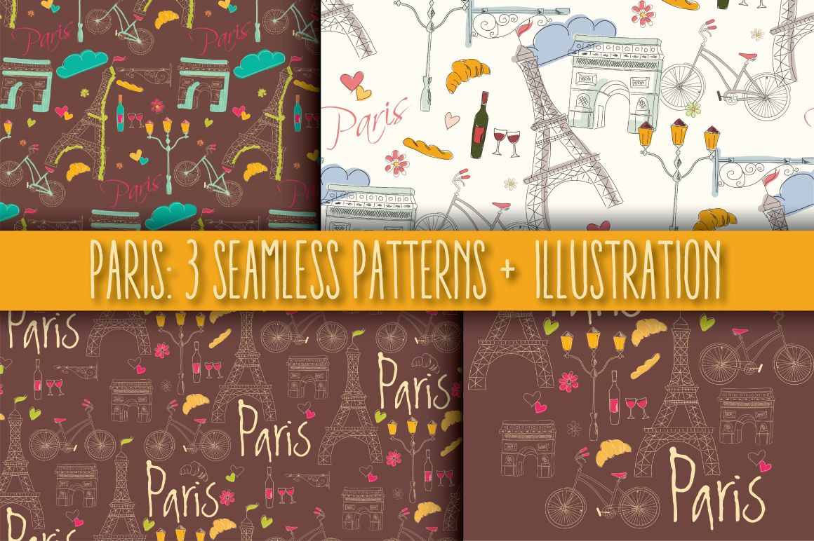 Paris: 3 Patterns + 1 Illustration, a Pattern Graphic by Blue Lela Design