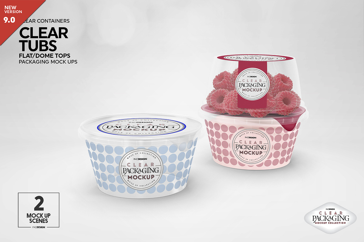 Clear Tubs Flat or Dome Lid Mockup, a Packaging Mockup by INCDesign (Photo 1 of 10)