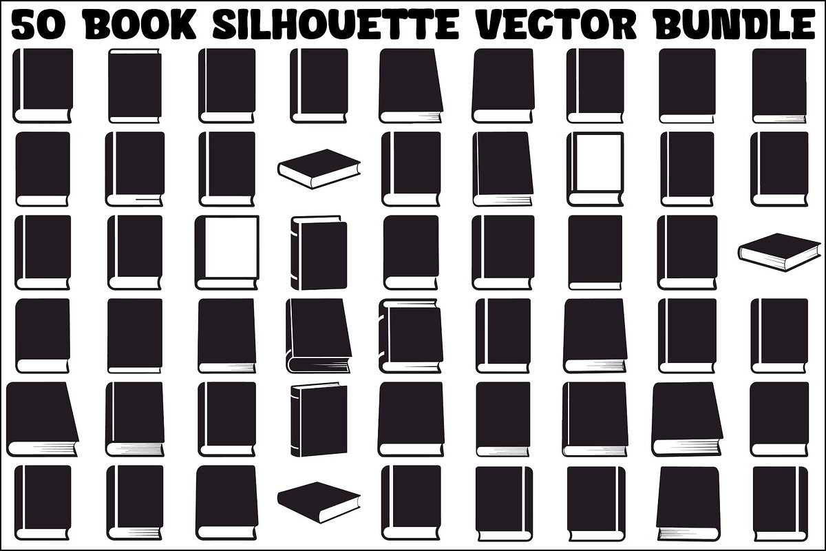 Book Silhouette Vector Bundle, an Illustration by Gaye Art (Photo 1 of 51)