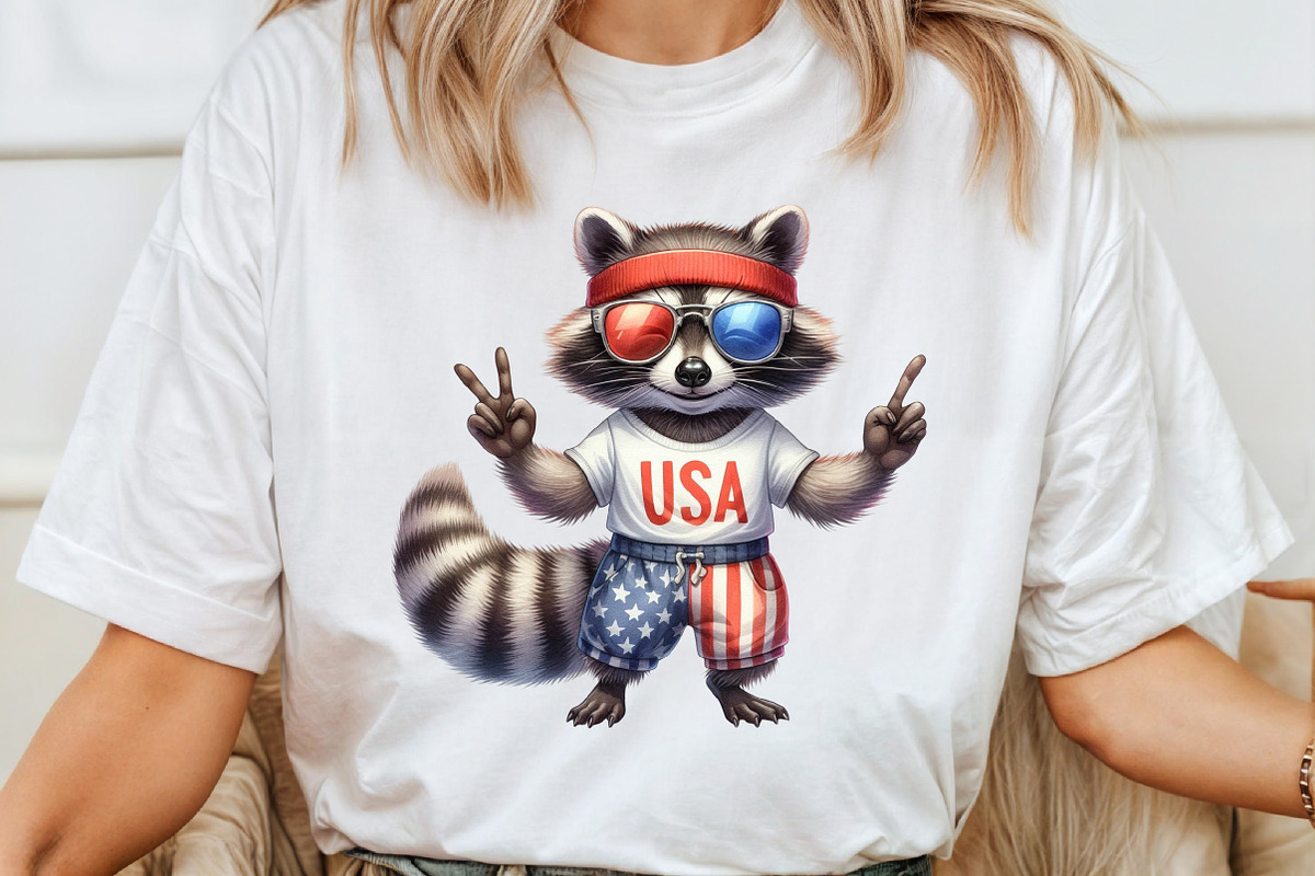 Cartoonish Patriotic Raccoon Clipart, an Illustration by Pixels.Craft (Photo 5 of 7)