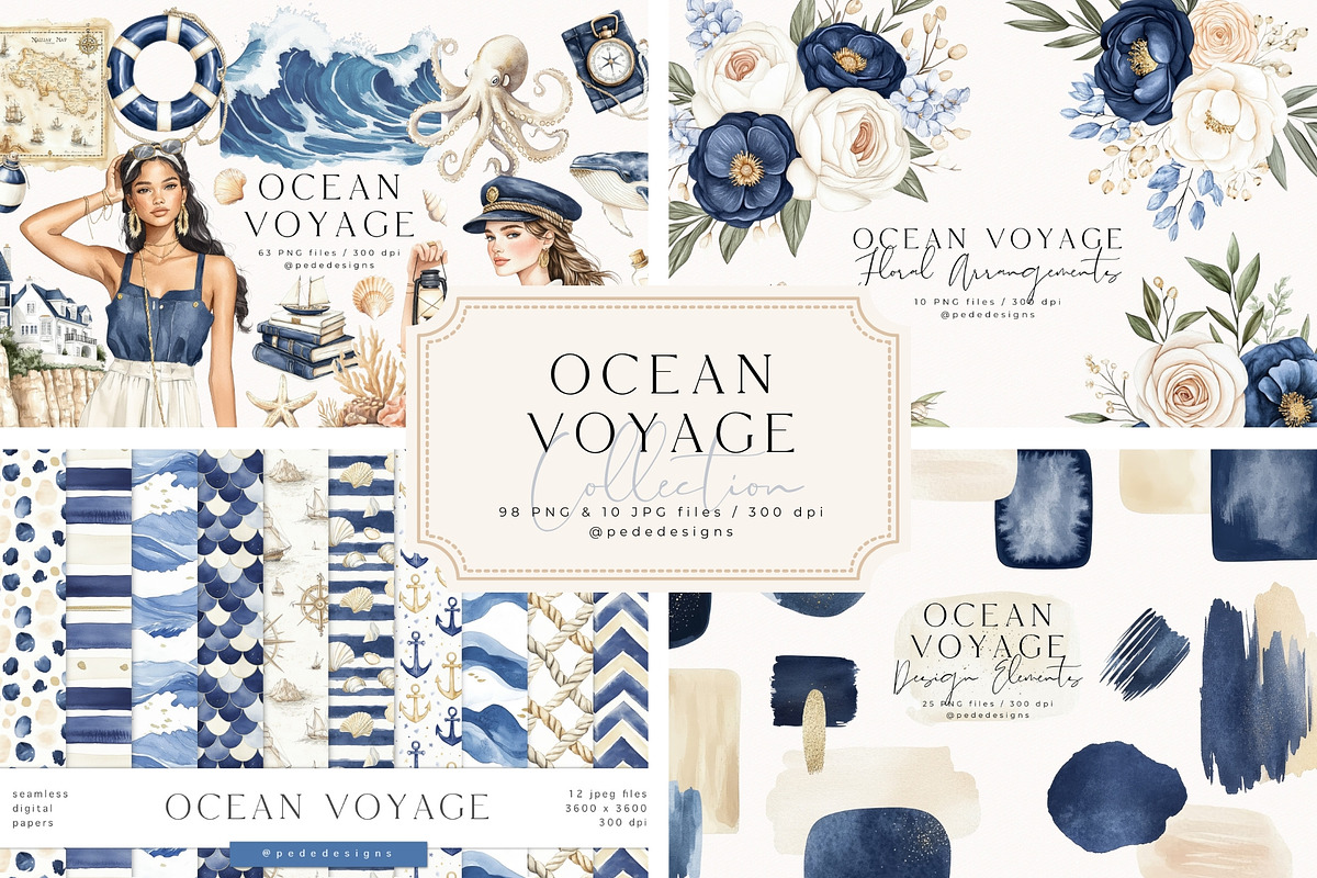 Ocean Voyage Collection, a Decorative Illustration by PeDe Designs (Photo 1 of 26)