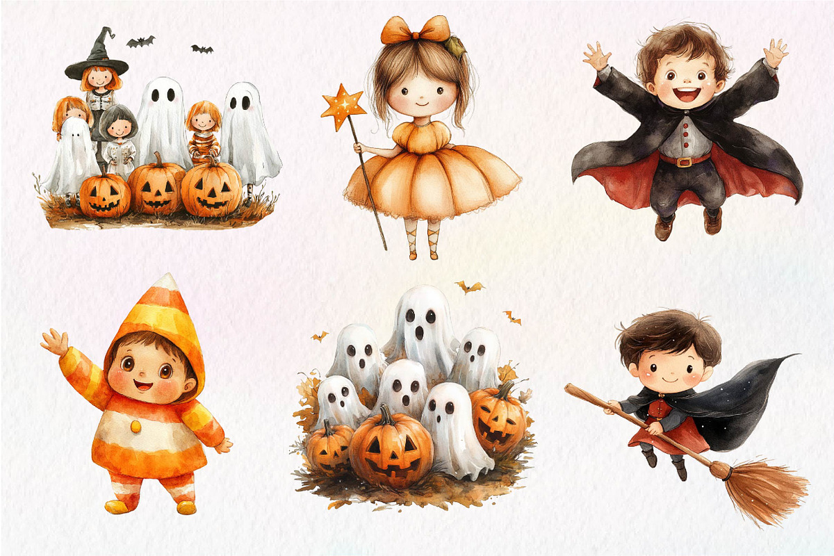 Kid Halloween Sublimation Clipart, an Illustration by Dream Creation (Photo 3 of 7)
