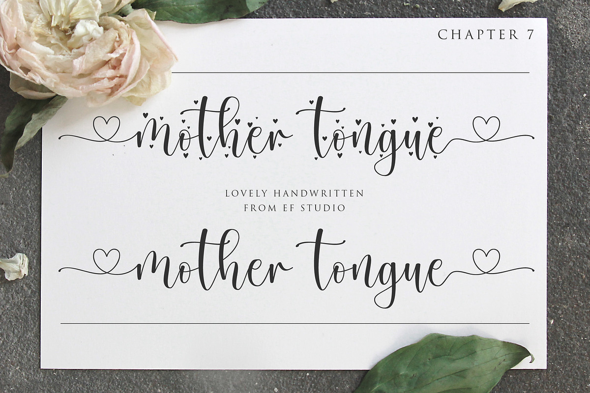 Mother Tongue - 2 Styles Font, a Script Font by Ef Studio (Photo 1 of 8)
