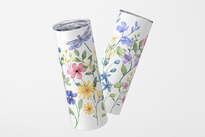 Tumbler Design Flowers, Dragonfly