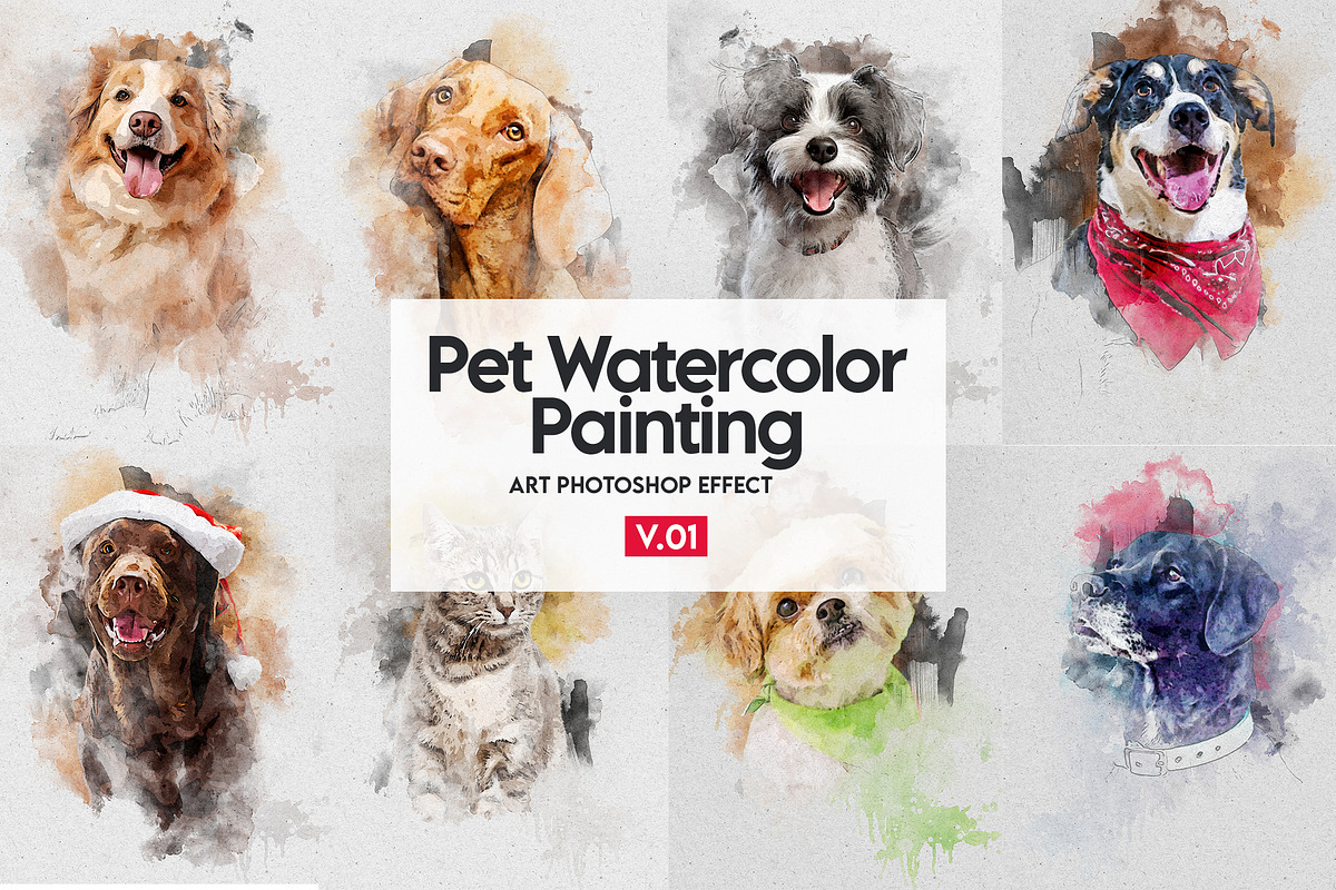 Pet Watercolor Art Photoshop Effect, an Action Add-On by Shovajit (Photo 1 of 8)