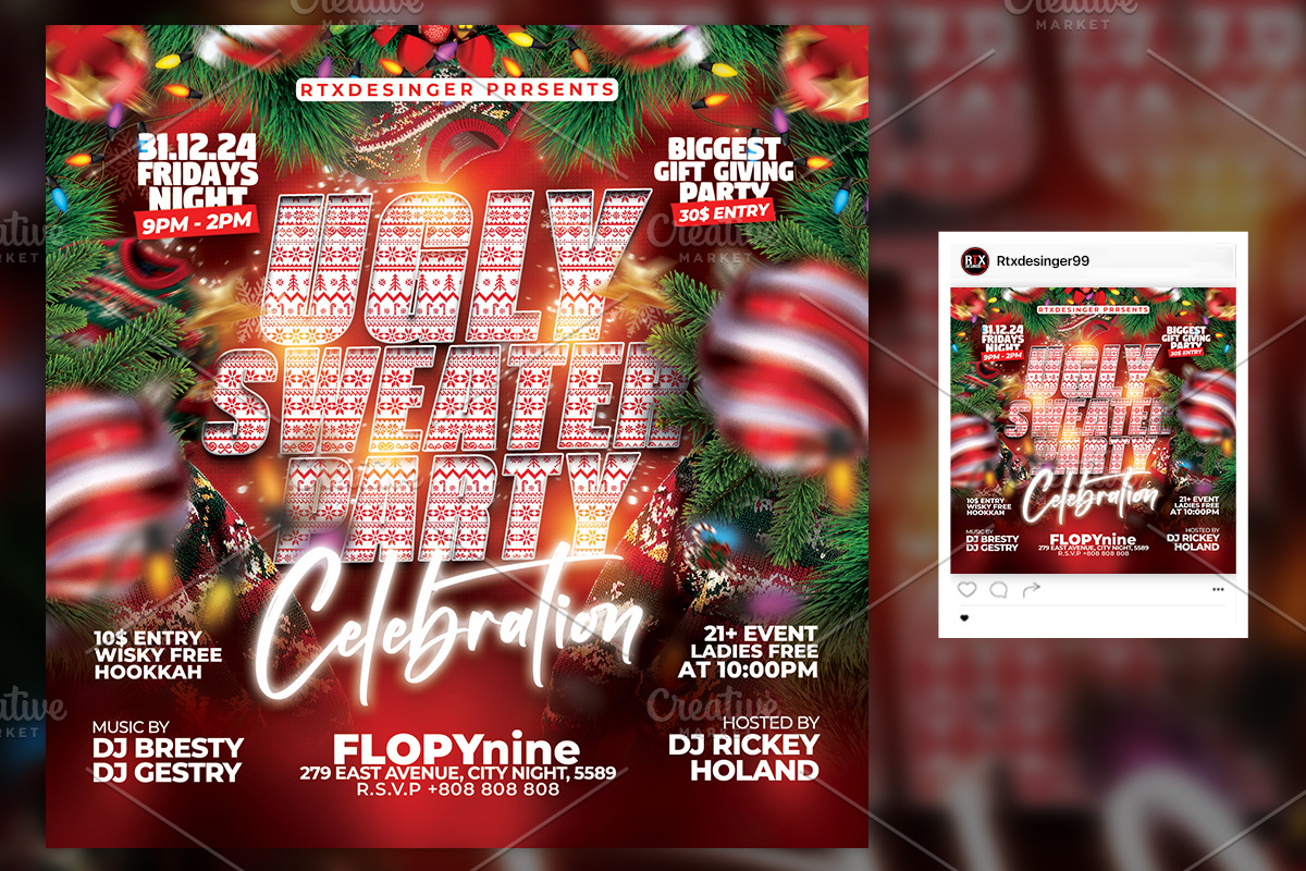 Christmas Ugly Flyer Template, a Flyer Template by RTXdesinger99 (Photo 2 of 3)