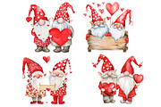 Valentine's Watercolour Gnomes, a Seasonal Illustration by VetalStock (Thumbnail 1 of 3)