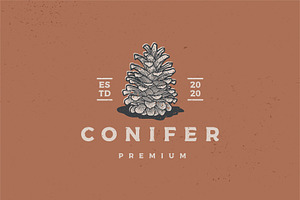conifer vintage retro logo vector, a Branding & Logo Template by VASTARD STUDIO