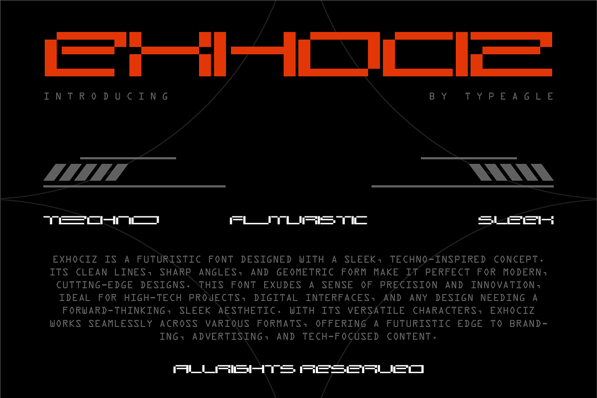 Exhociz - Futuristic Display Font, a Sans Serif Font by Typeagle (Photo 2 of 12)