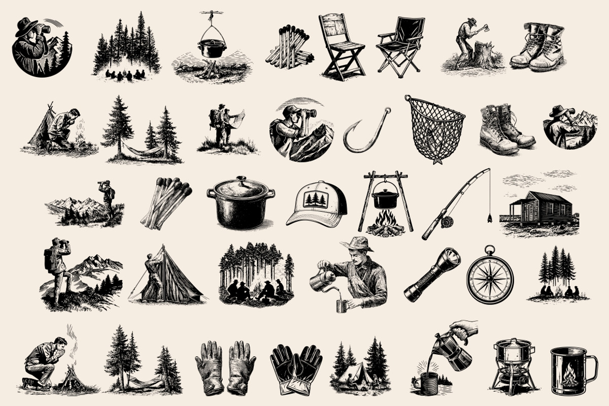 Vintage Outdoor Camping illustration, an Object Illustration by Nocturnal Wolf (Photo 11 of 18)