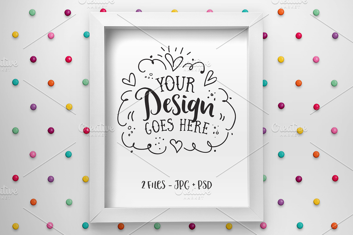 Smarties with white frame mockup, a Print Template by Garlic Friday Design