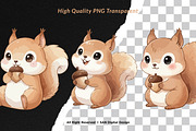 15 Bundle Watercolor Kids Squirrel, an Animal Illustration by Morspective (Thumbnail 2 of 8)