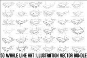 Whale Line Art Vector Bundle, an Illustration by yasushie (Thumbnail 1 of 51)