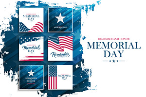 Memorial Day Cards Set