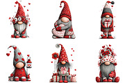 Whimsical Valentines Gnome Clipart, an Illustration by CraftArtStudio (Thumbnail 5 of 6)