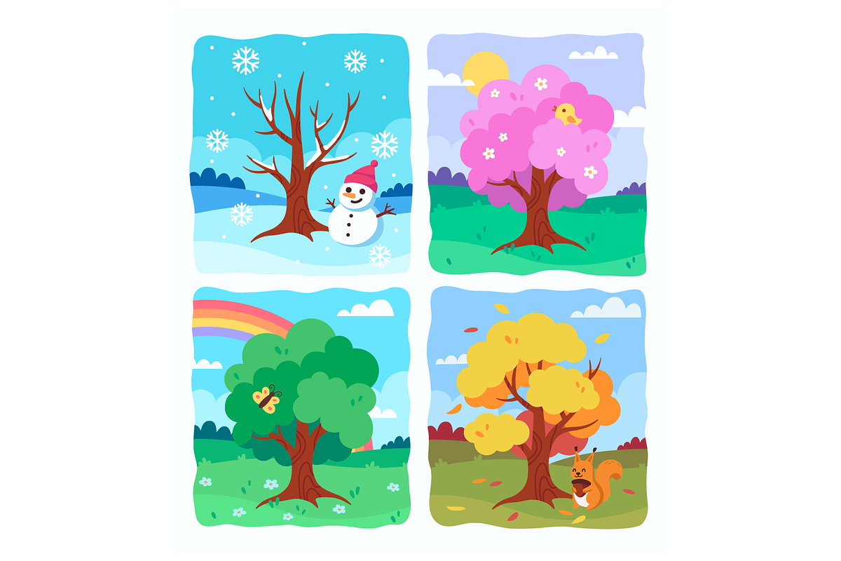 Four seasons nature landscape set, a Seasonal Illustration by Cmeree (Photo 1 of 3)