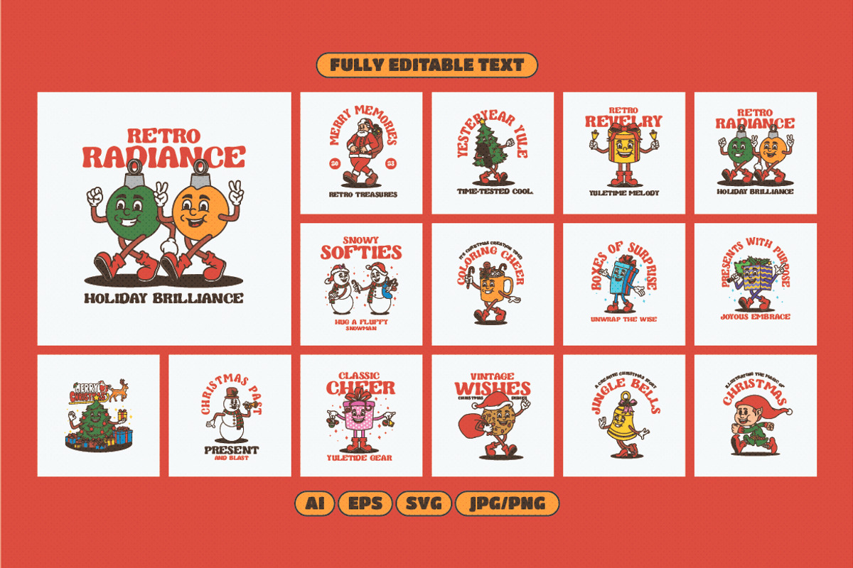 Retro Christmas Illustration, a Seasonal Illustration by Decoconio Design (Photo 2 of 8)