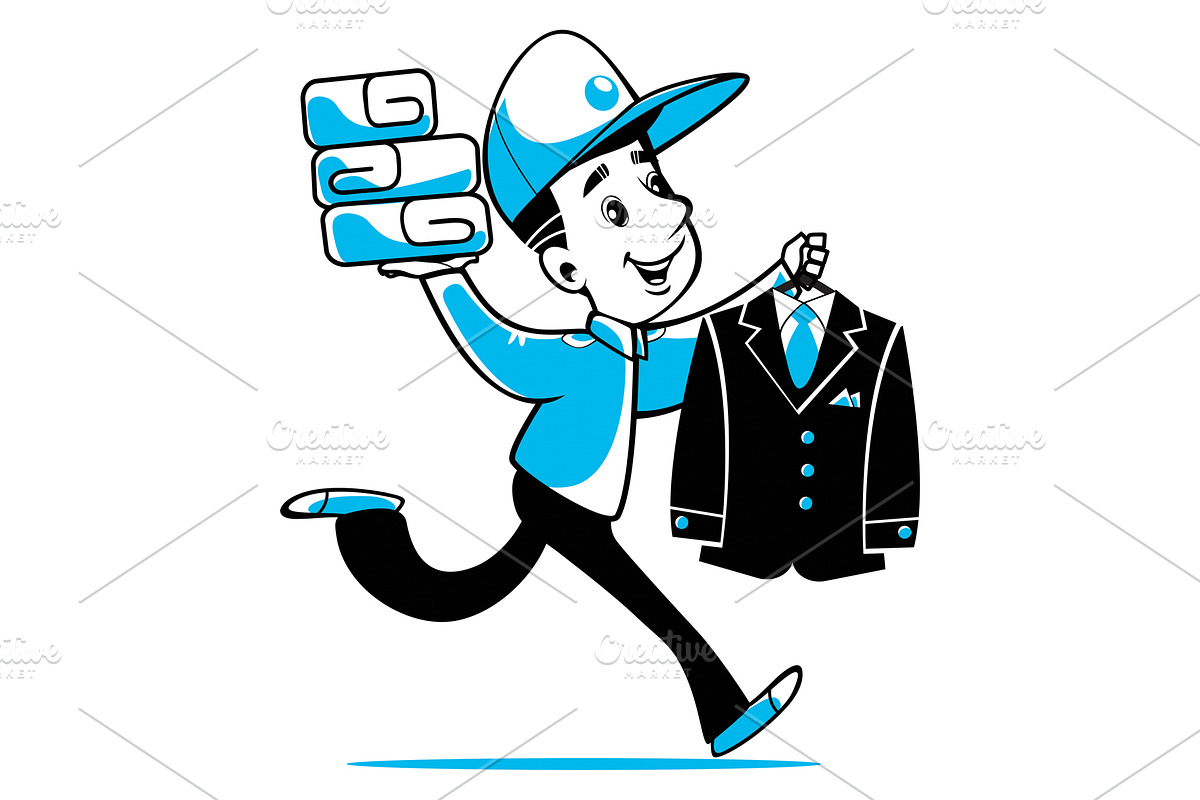 Delivery of laundry. Vector., a Person Illustration by DenisSr