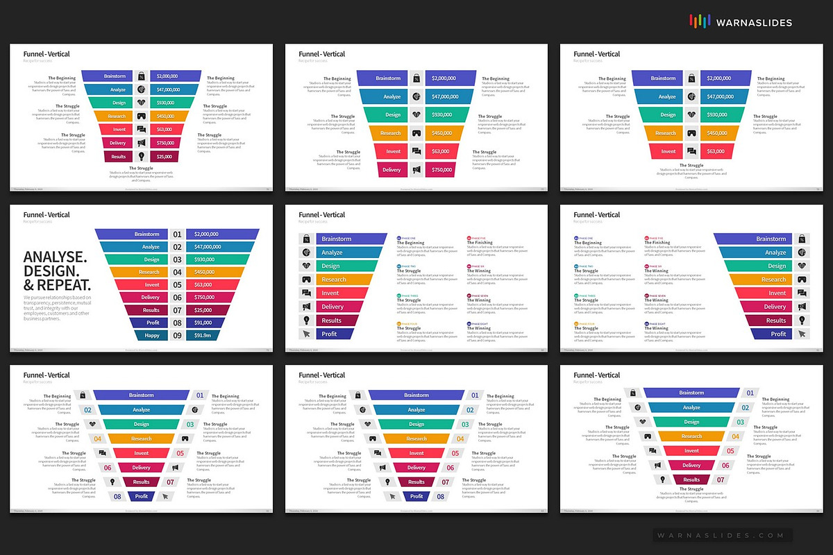 Funnel Diagram PowerPoint Templates, a Presentation Template by Warna Works (Photo 15 of 26)