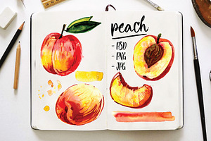 Peach, Watercolor