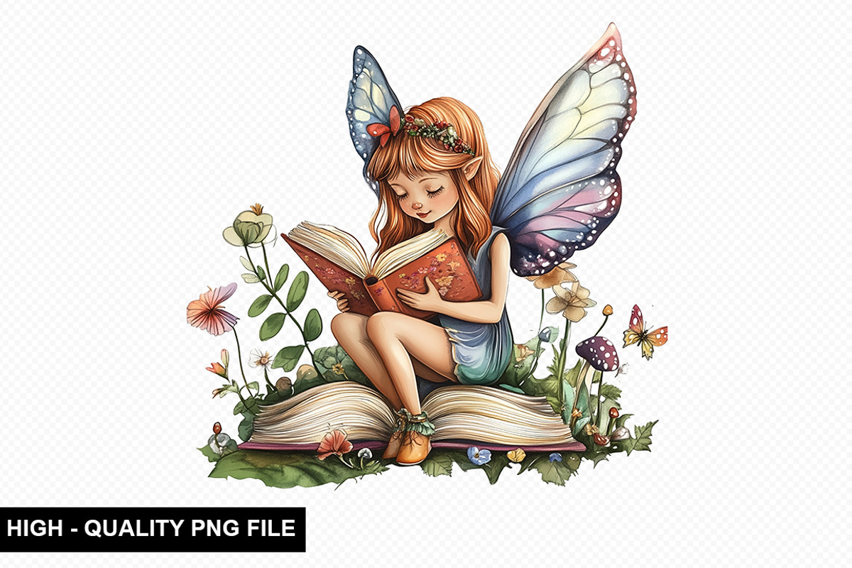 Fairy Whimsical Reading Clipart Bund, an Illustration by crative8112 (Photo 8 of 10)