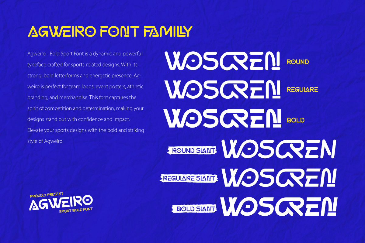 Agweiro- Bold Sport Font, a Sans Serif Font by trabaskriya (Photo 3 of 7)